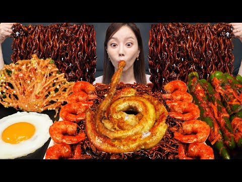 통곱창 🔥 짜파게티 &amp;amp; 불닭새우 오이고추김치 먹방 레시피 Korean Jjajang Ramen Homemade <strong>Kimchi</strong> <strong>Recipe</strong> Mukbang ASMR Ssoyoung
