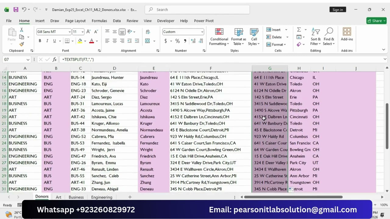 Exp25_Excel_Ch11_ML2_Donors | Excel Chapter 11: Grader Mid-Level 2 - Donor List | Excel Chapter 11