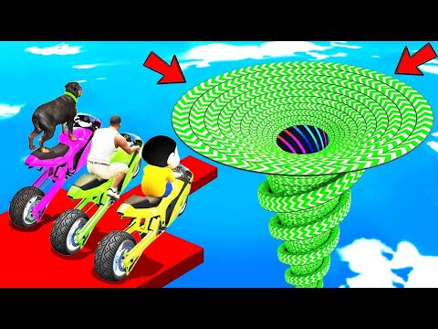 Franklin Shinchan Tried Impossible Giant Curvy Parkour Road Ramp Challenge | Gta V Bangla