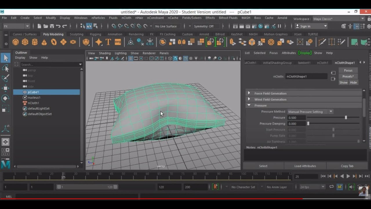 Modeling a pillow using nCloth in Autodesk Maya 2020 - YouTube