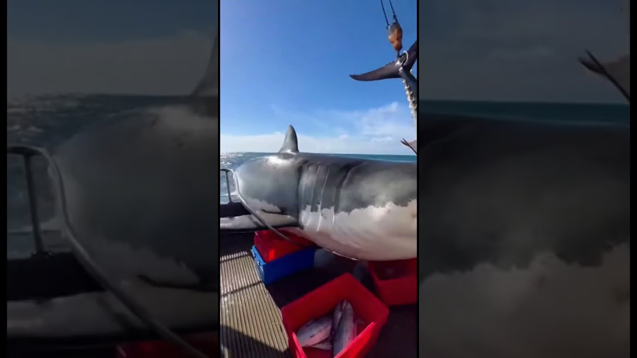 HORROR! Great White BITES a Bluefin MID AIR… Then SLAMS onto the Deck! 😱🦈🐟