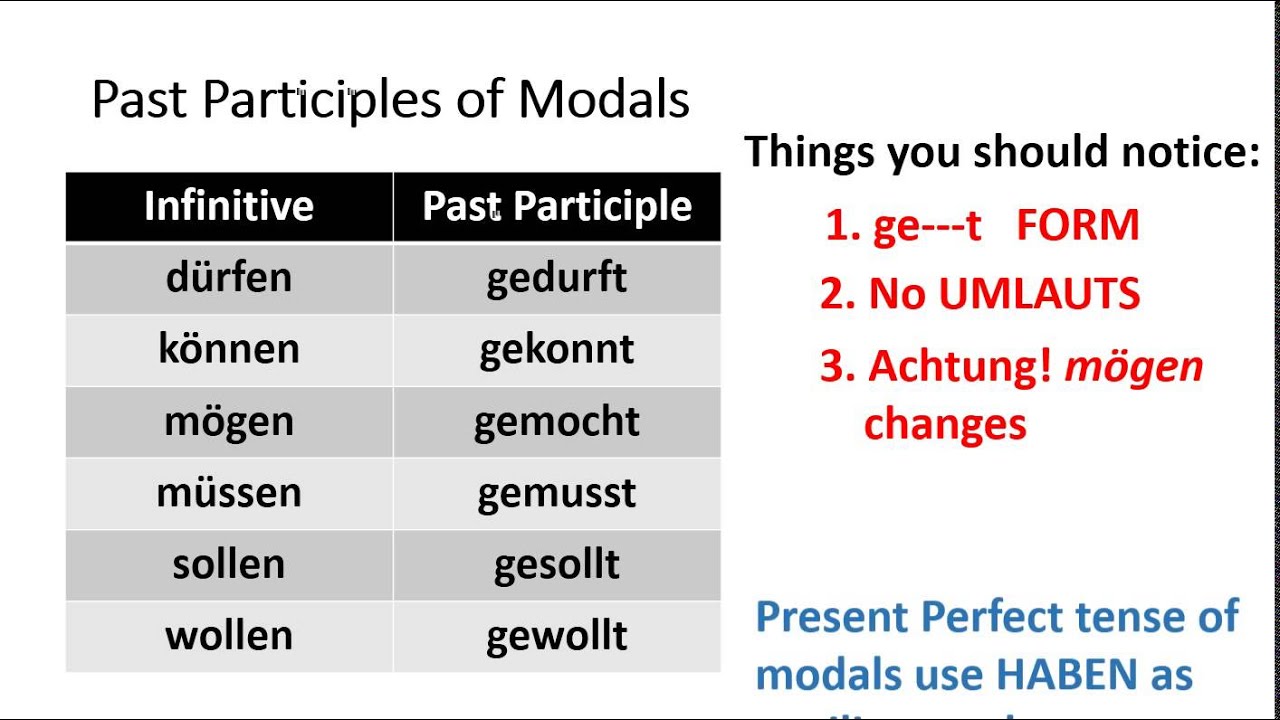 German Grammar German Modals Present Perfect Review YouTube