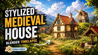 Stylized House in Blender | Timelapse dựng nhà stylized