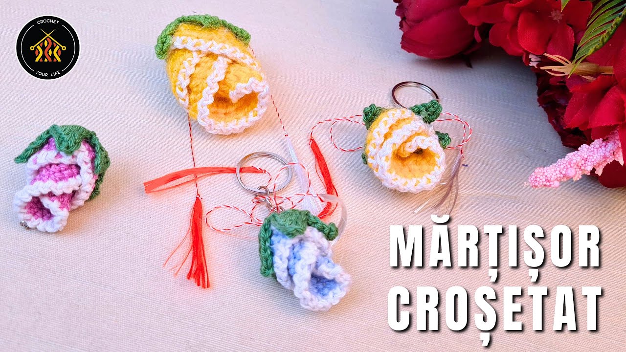 Cum să croșetezi un mărțișor trandafir - Tutorial pas cu pas pentru începători
