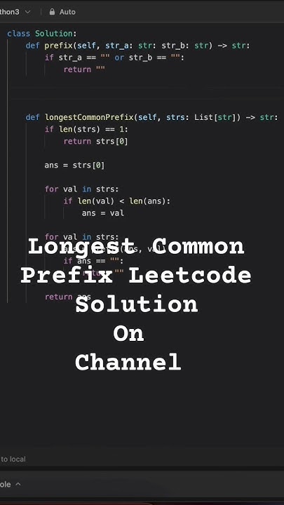 Longest Common Prefix Leetcode Solution #leetcode #coding #python # ...