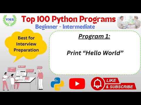 Python Program 001 | Hello World in Python | First Program for Beginners @VMSCLASS