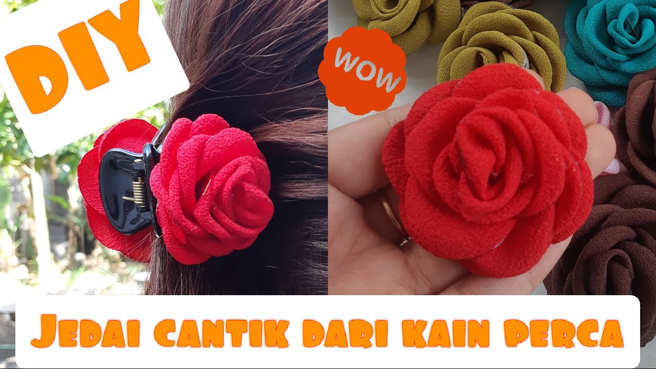 DIY jedai bunga  mawar  dari kain perca Mudah dan Murah 