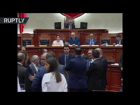 Albanian PM pelted with flour during parliamentary session