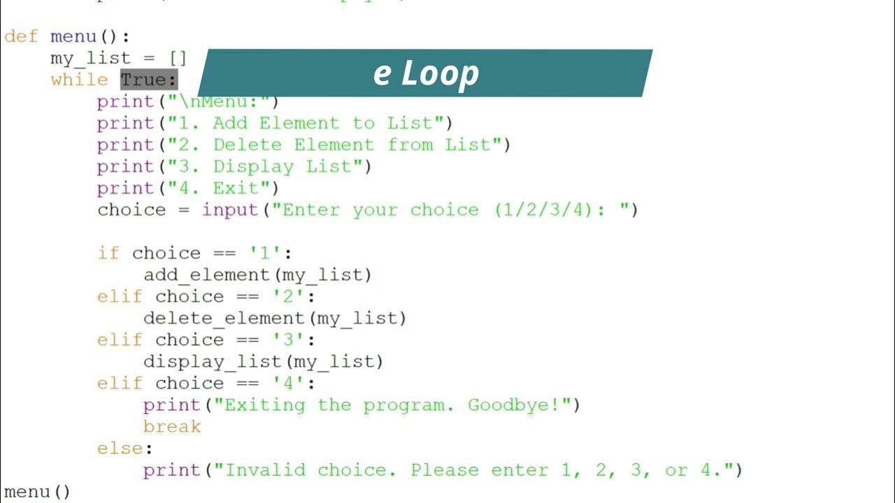 Menu based program in Python #pythonprogramming - YouTube