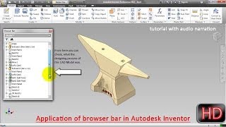 Application Of Browser Bar In Autodesk Inventor With Caption And Audio Narration