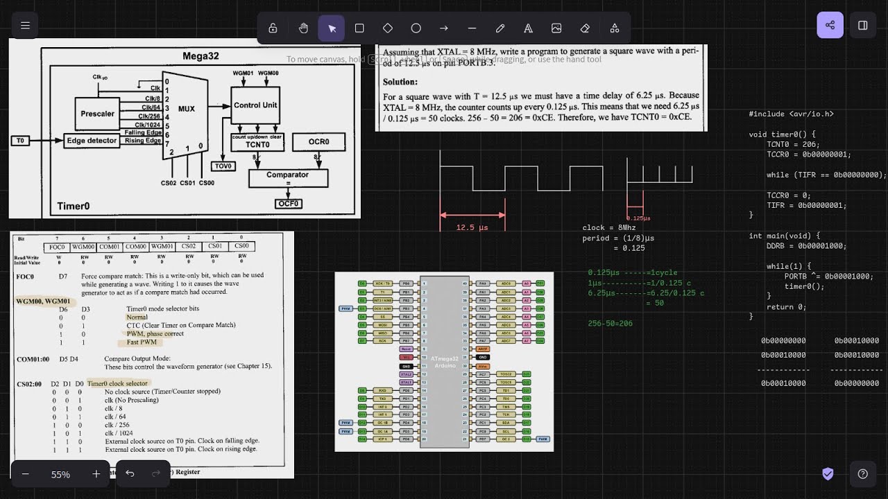 [Bangla] Timer0 normal mode code with no pre-scalar problem - YouTube