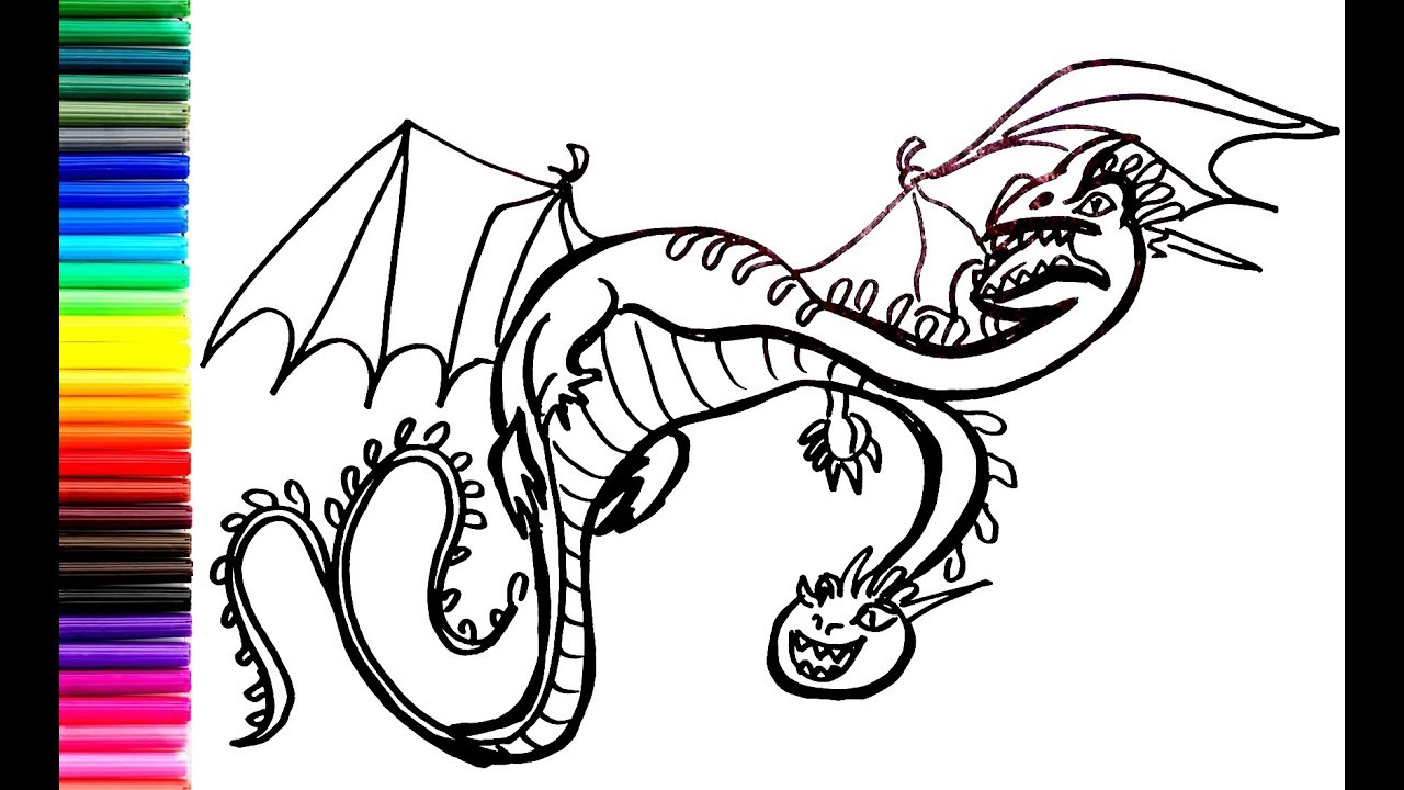 How to draw Barf And Belch the Dragon from How to Train Your Dragon