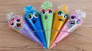 Making Slime With Colorful Cute Piping Bags ! Satisfying Asmr Video ! Part 245