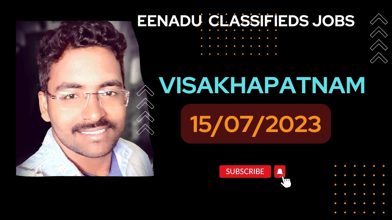 Eenadu classifieds jobs today in Visakhapatnam Eenadu epaper 15