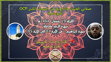 صلاتي العشاء والتراويح من مسجد OCP، القارئ طلحة الدريوش والقارئ سعيد// ليلة 19 رمضان 1444ه‍🌙✨.