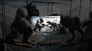 Epic ASMR | King Kong vs T-Rex Chainsaw Battle on Bridge 🦍🦖⚡ #asmr #shorts