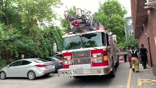 LA13 setting up at a small fire
