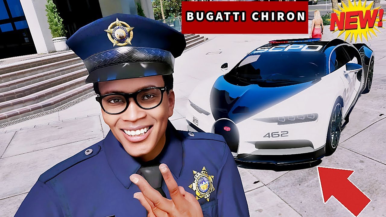 GTA 5-👮Franklin's NEW Bugatti Chiron Patrol- GTA 5 REAL LIFE MOD