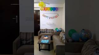 Simple, yet elegant rainbow 🌈 bday decoration | beautiful yummy red velvet cake 🎂 | #shorts