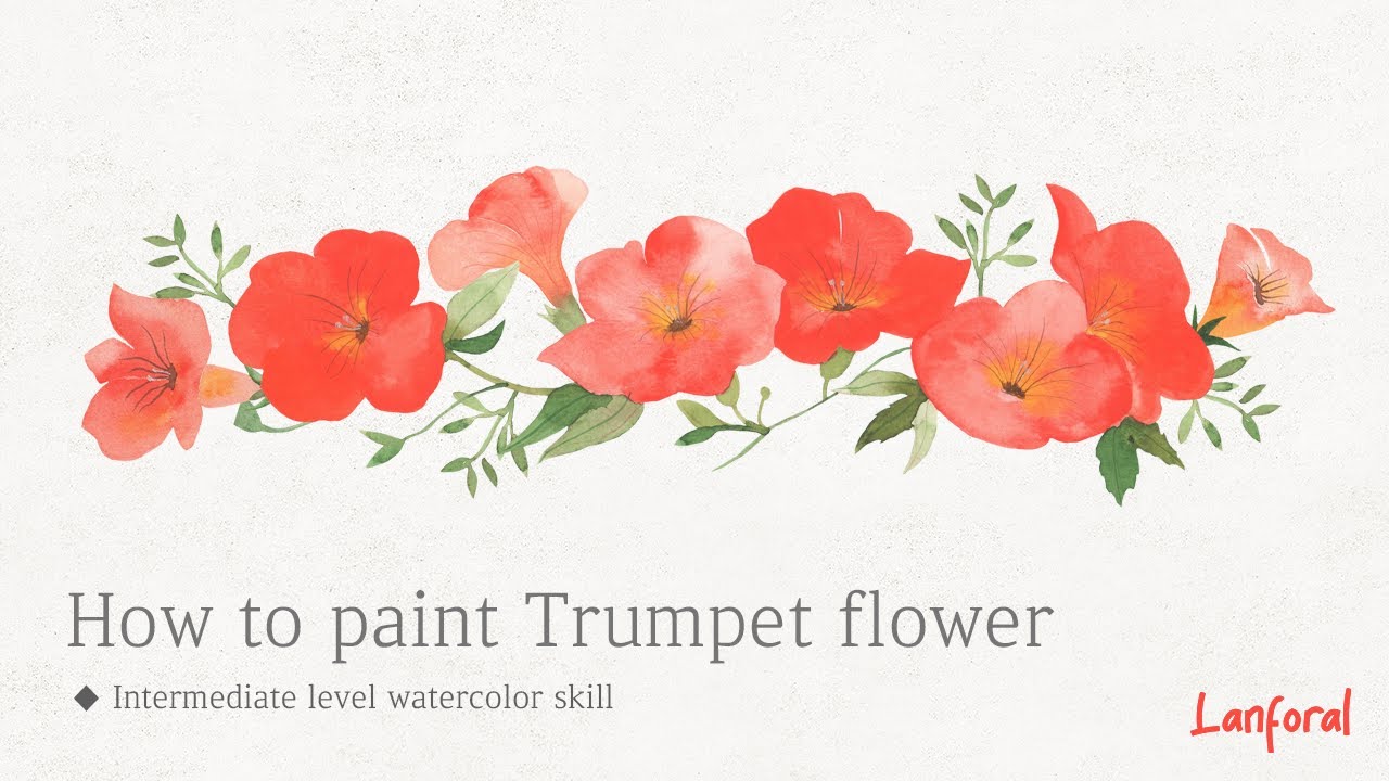 How to paint Trumpet Flower l Watercolor tutorial 능소화 수채화 그리기 YouTube