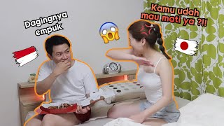 KETAUAN MAKAN DI ATAS KASUR ! BEGINI REAKSI ISTRI JEPANG !