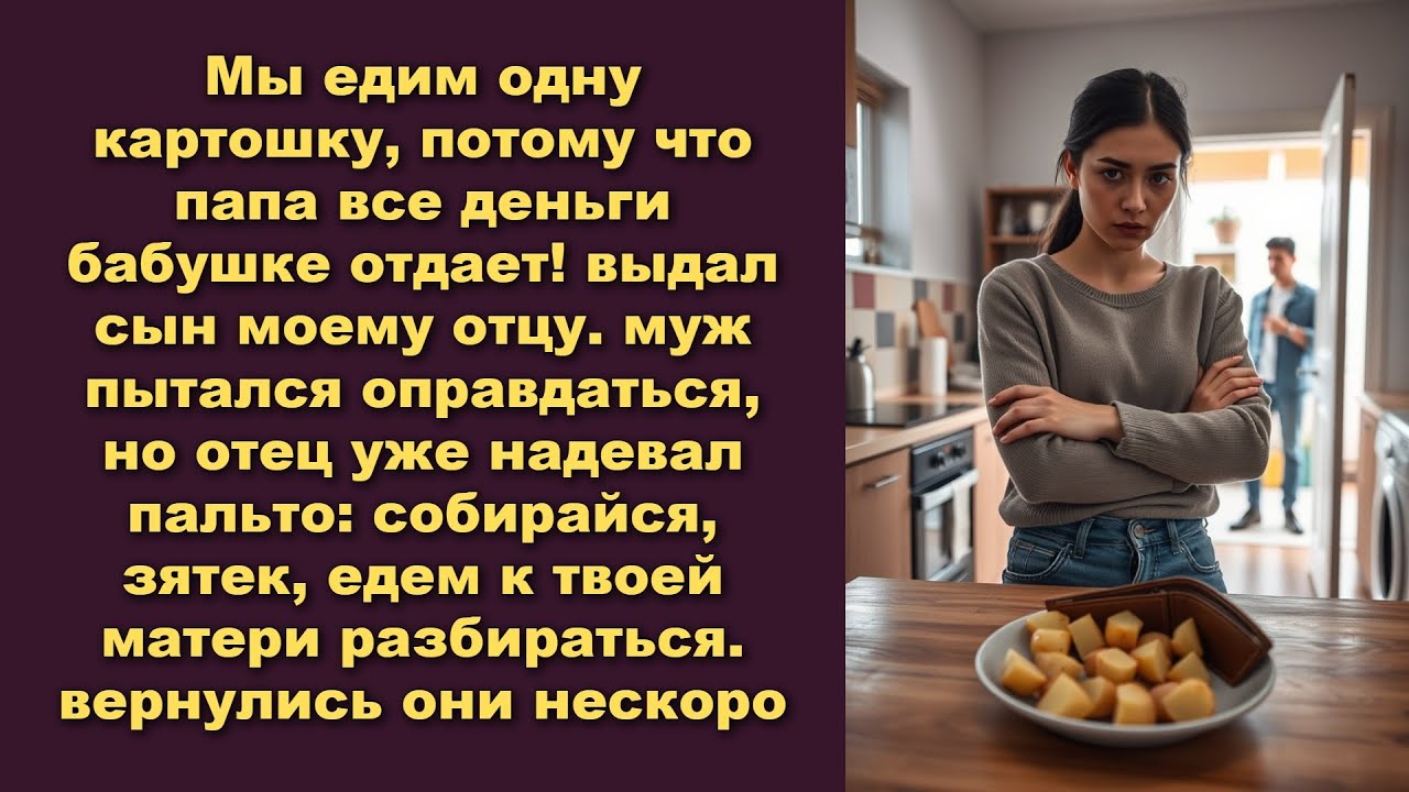 Мы едим одну картошку потому что папа все деньги бабушке отдает выдал сын моему отцу муж пытался