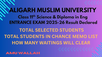 AMU Class 11th Science and Diploma in Engineering Entrance 2025-26 Result Declared | AMU Wallah