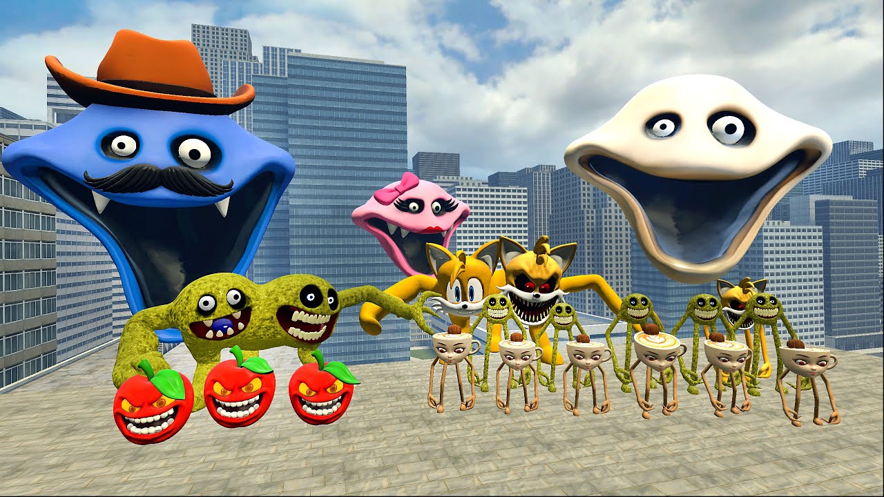 🔥FIGHT BETWEEN SMILE GHOST VS DEPRAVED BOSS SMILEY AND HUGGY WORM | CITY IN GMOD!