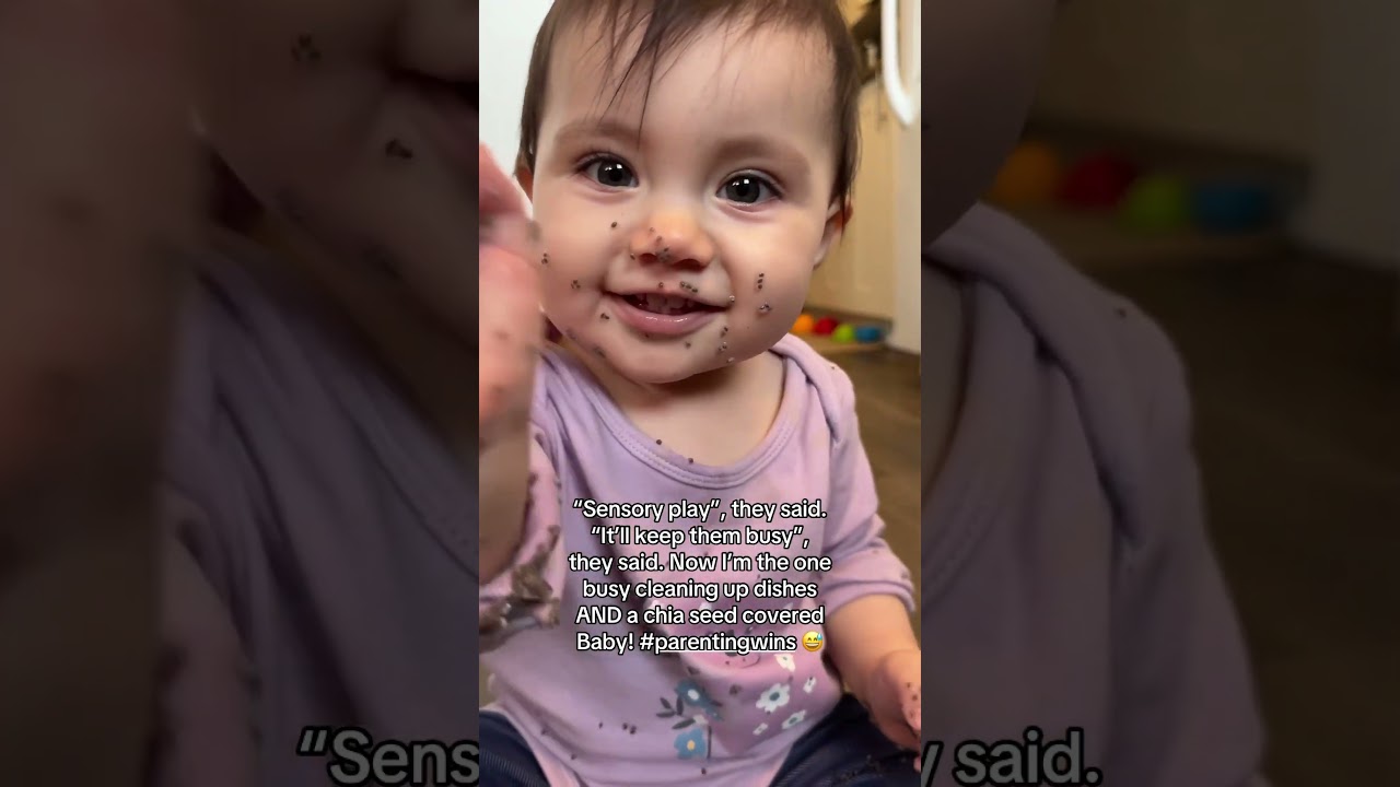 Chia seed and water sensory activity for babies 