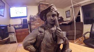 Man and goat statue cleaned Circa 1890 Spelter cast iron lamp