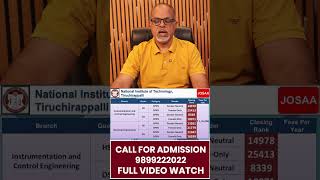 NIT Trichy Instrumentation & Control Engineering vs Chemical Engineering Cutoff 2025 #JoSAA2026