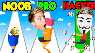 Can We Go NOOB to PRO to HACKER in COLOR PENCIL RUN!! Prezley