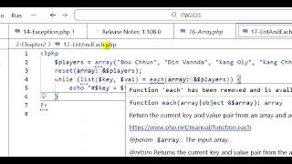 67-PHP Developer: Array - list() and each() Function | Practice