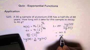Quiz Exponential Function Q25 Half Life Application