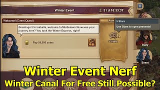 Forge of Empires: Winter Event Nerf - Full Winter Canal for free still?  Expected Daily Specials?