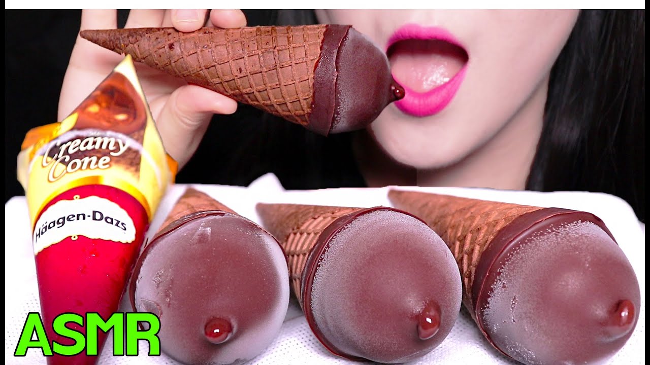 ASMR CHOCOLATE ICE CREAM CONE 초콜릿 아이스크림 콘 리얼사운드 먹방 (CRUNCHY EATING SOUNDS) NO TALKING MUKBANG