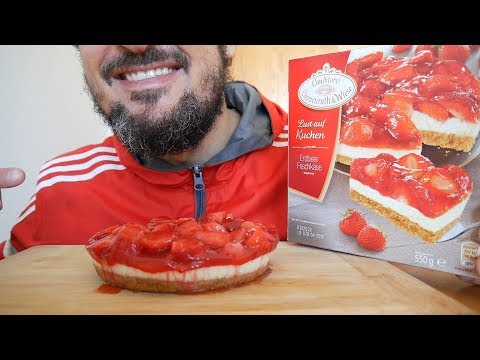 ASMR + Mukbang Dessert – Eating a whole Strawberry Cheesecake - *No Talking*