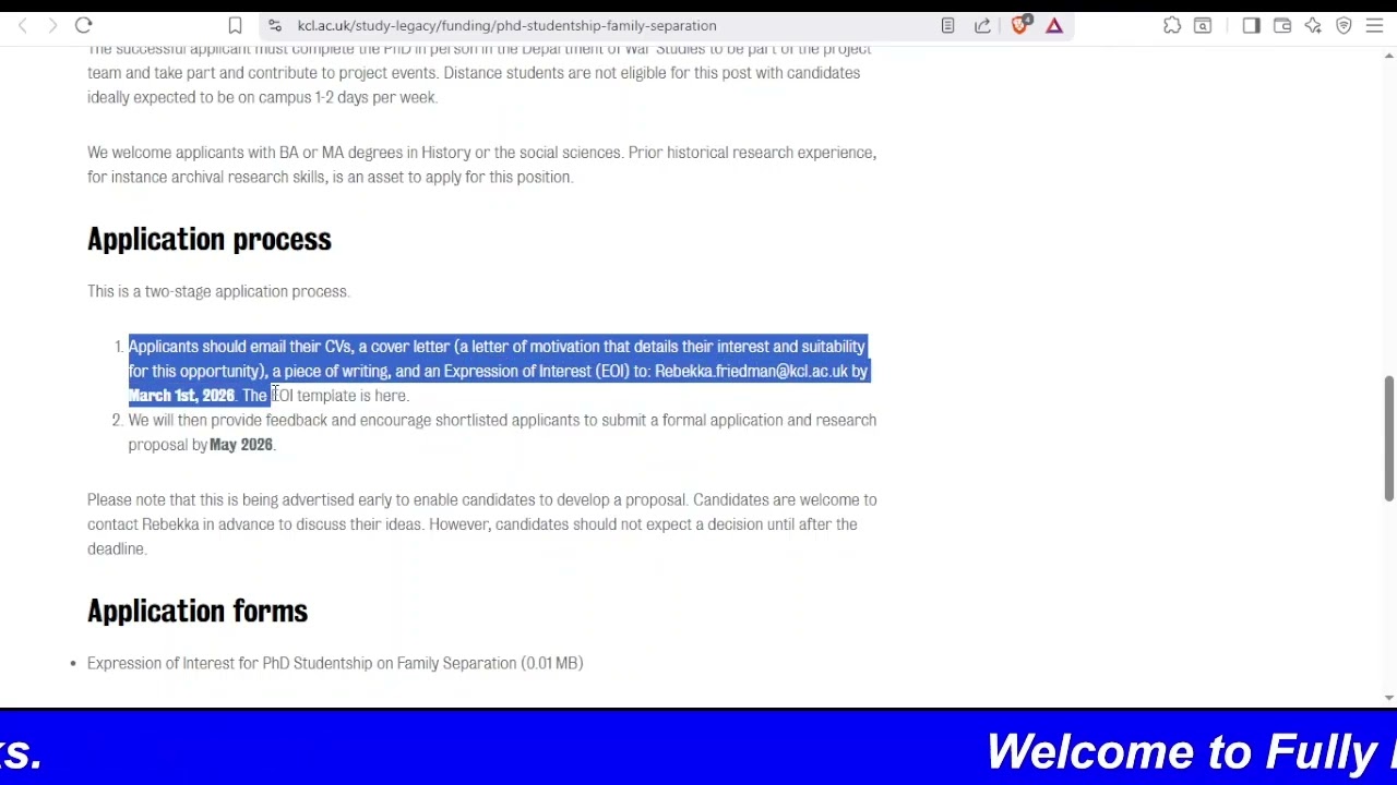 PHD IN  FAMILY SEPARATION  SCHOLARSHIP IN THE  UK  CLOSING SOON