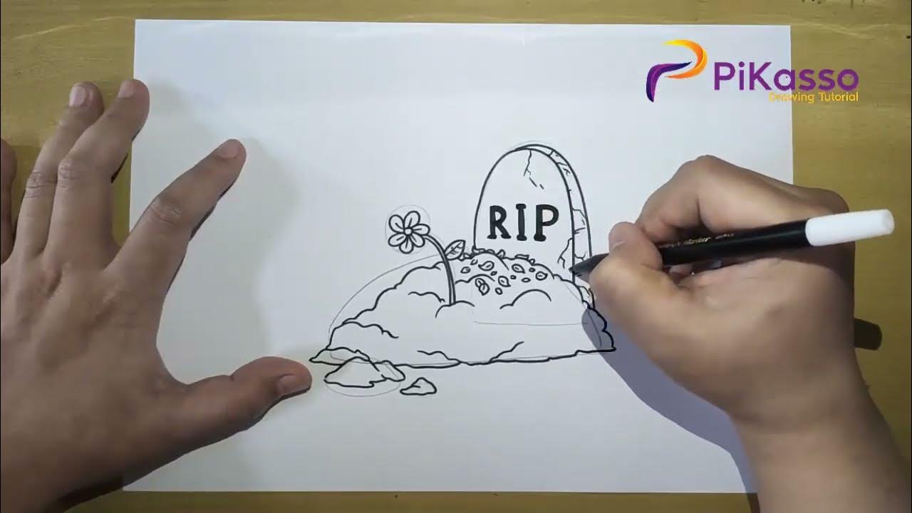 How to Draw a Grave Very Easy step by step YouTube