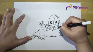 How to Draw a Grave Very Easy step by step