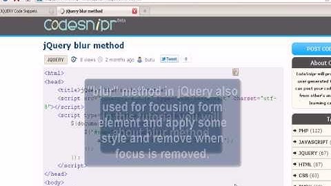 JQUERY Tutorial : jQuery blur method
