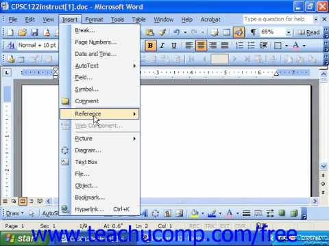 Word 2003 Tutorial Creating a Table of Contents Microsoft Office Training  Lesson  - YouTube