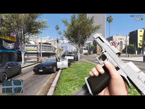 GTA 5 - First Person Triad Shootout + Ten Star Escape