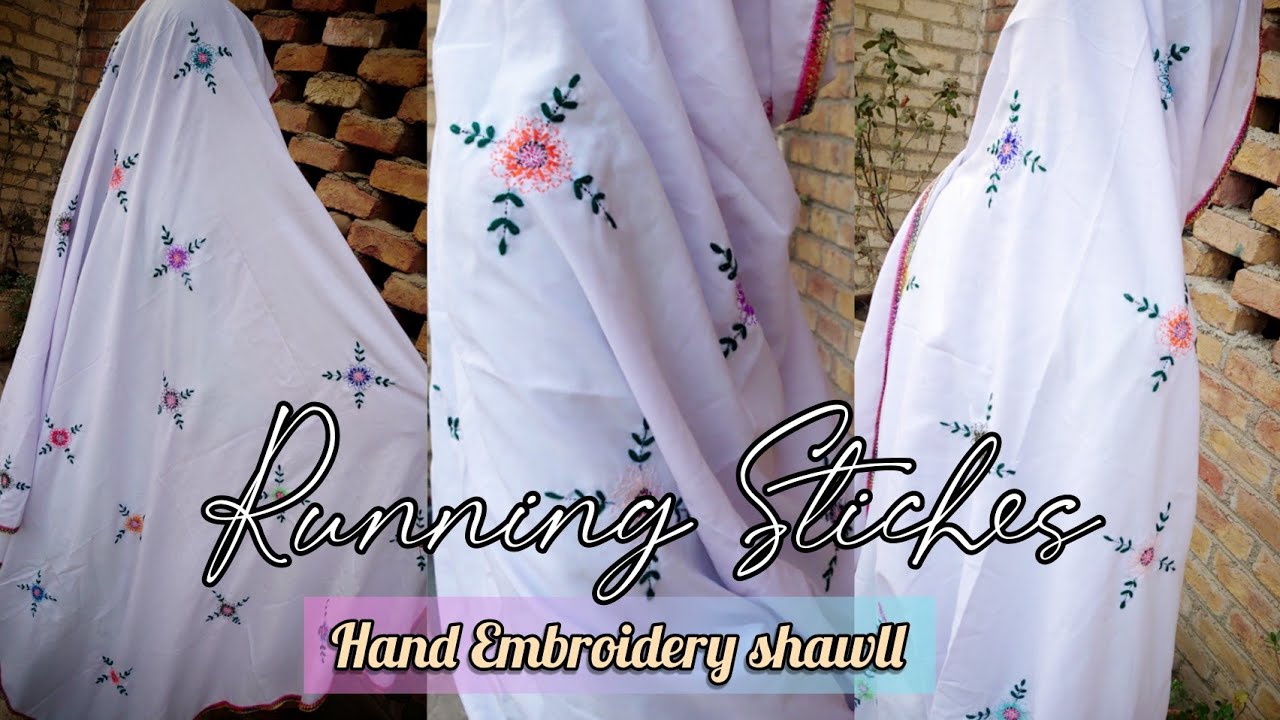 Sindhi Shawl Sindhi Chadar Simple Embroidery Flowers / Running Stitches 