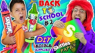 SKITTLES PAPER BACK TO SCHOOL DIY EDIBLE SUPPLIES Hacks #2! Airheads \& Twizzlers FUNnel Vision