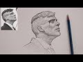 كيف ترسم بورتريه كامل Free Hand بقلم رصاص واحد فقط رسم توماس شيلبي ج١ 