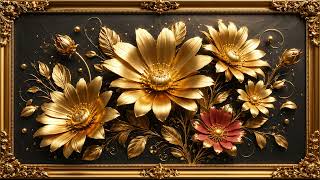 Golden Garden After Dark 🌼 Luxury Black & Gold Floral Frame TV Art | Relaxing 4K Screensaver | 2 Hr screenshot 3