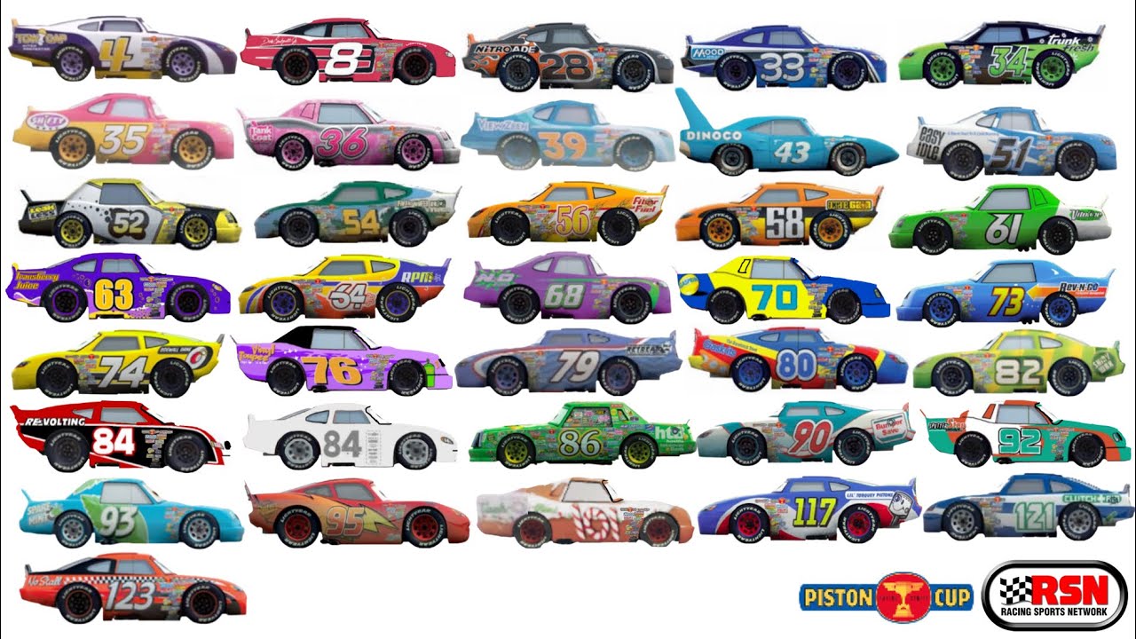 Cars - 36 Piston Cup Racers Side Views