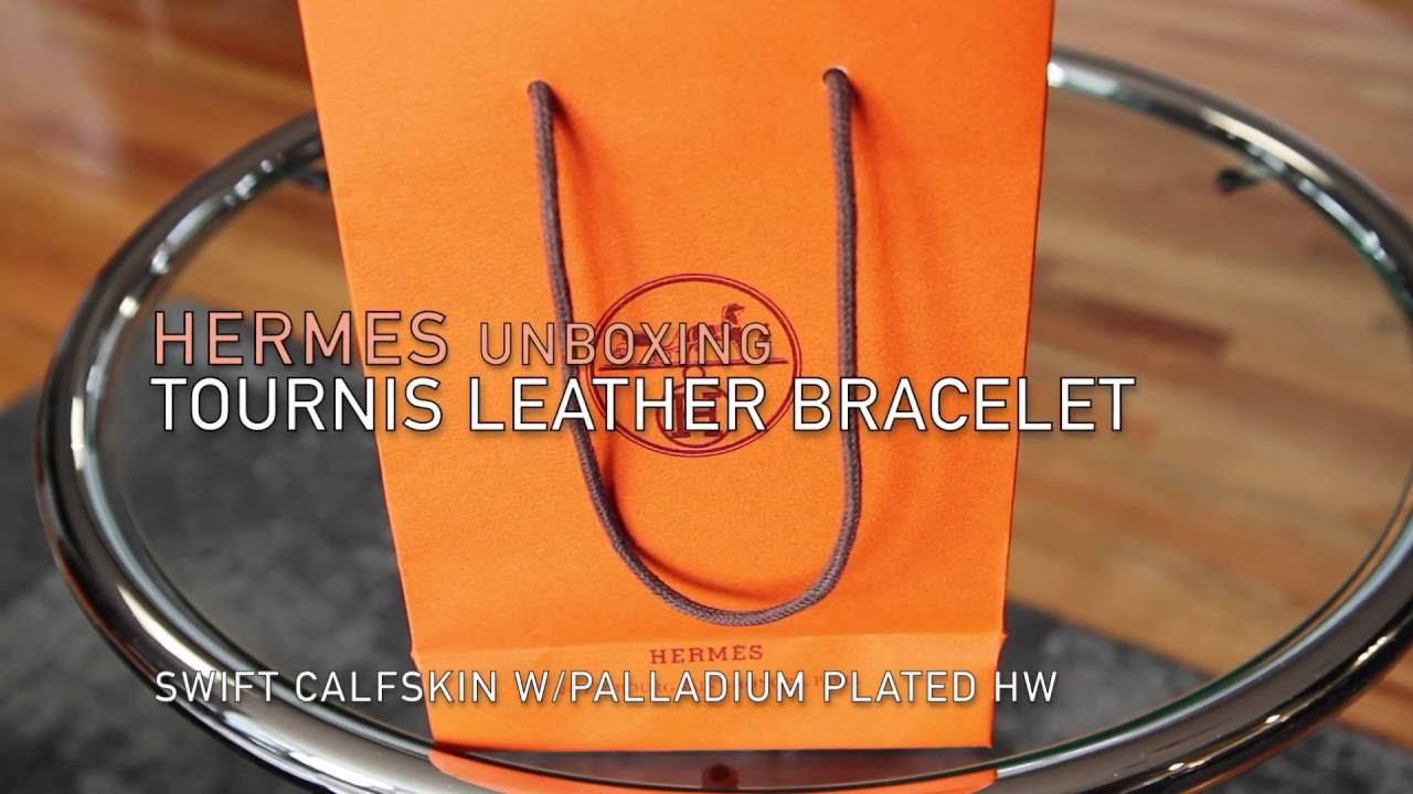 Hermes Tournis Leather Bracelet Unboxing Gray Swift/PHW - YouTube