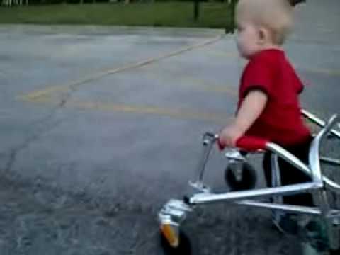 Owen walking at Swiss Days (spina bifida)